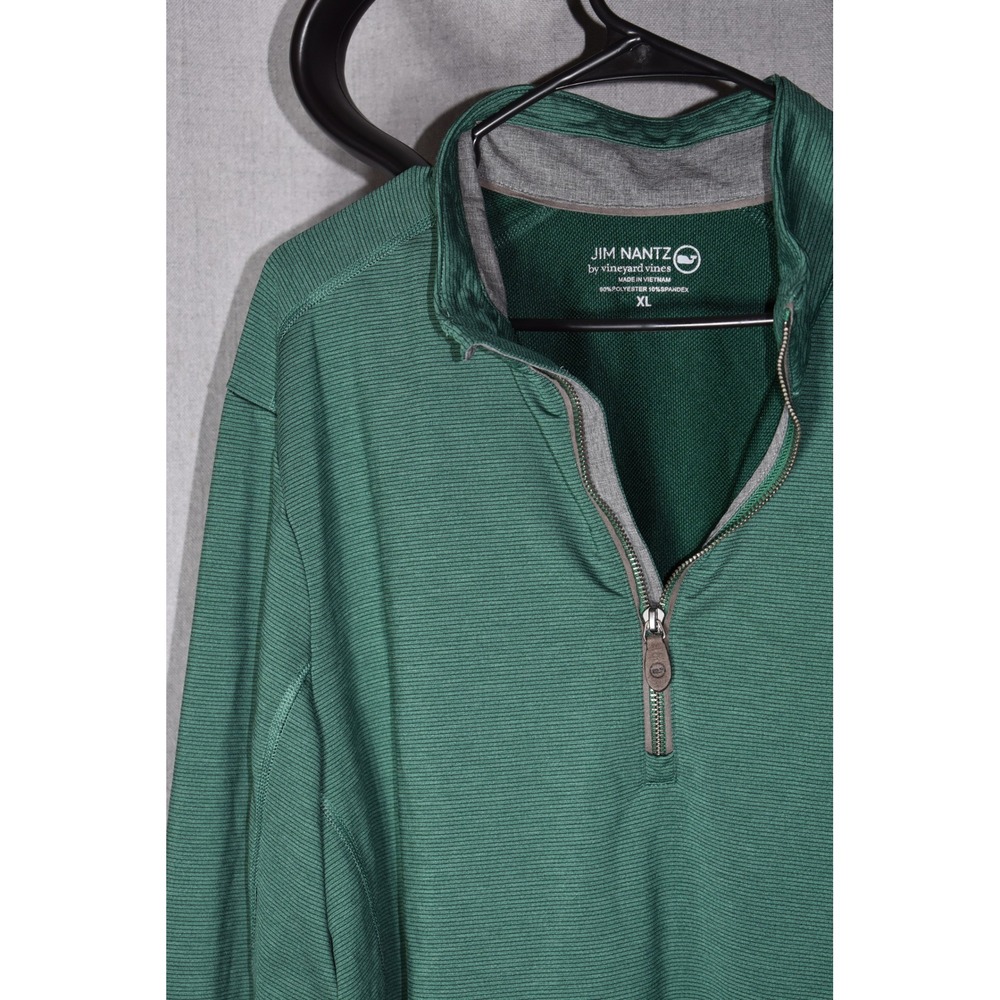 Jim Nantz Vineyard Vines Mens XL Green Micro Stripe Quarter Zip Golf Pullover